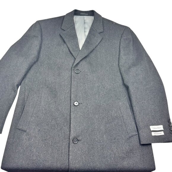 Calvin Klein Luxury 100% Cashmere Charcoal Grey Overcoat Men's Size 44R